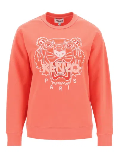 Pre-owned Kenzo Tiger Embroidered Round-neck Sweatshirt In Orange