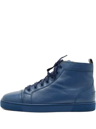 Pre-owned Christian Louboutin Leather Sneakers In Blue