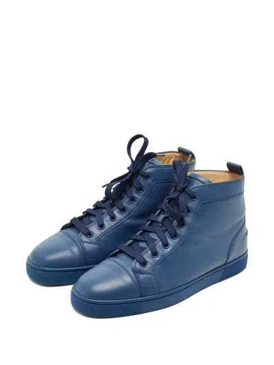 Pre-owned Christian Louboutin Leather Sneakers In Blue