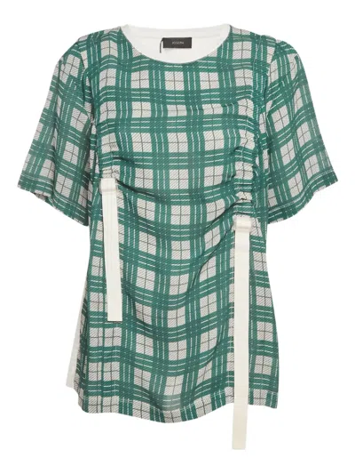 Pre-owned Joseph Buckle-detail Check T-shirt In Green