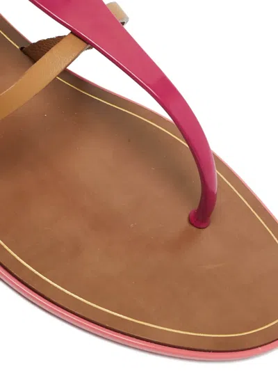 Pre-owned Sergio Rossi Vintage T-strap Flat Sandals In Pink