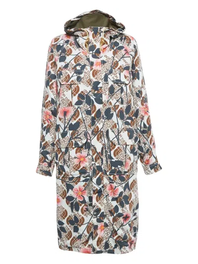 Pre-owned Gucci X North Face Floral-print Hooded Coat In White