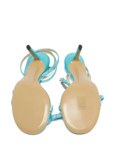 Pre-owned Mach&mach Bow Crystal Sandals In Blue