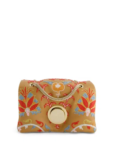 Giambattista Valli Floral-embroidery Tote Bag In Brown