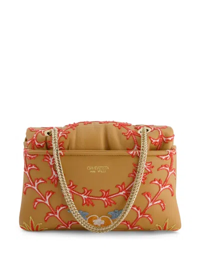 Giambattista Valli Floral-embroidery Tote Bag In Brown