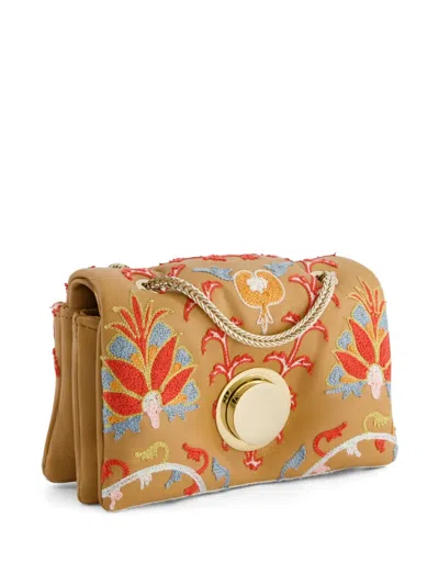 Giambattista Valli Floral-embroidery Tote Bag In Brown