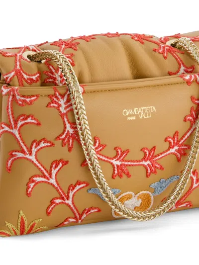 Giambattista Valli Floral-embroidery Tote Bag In Brown