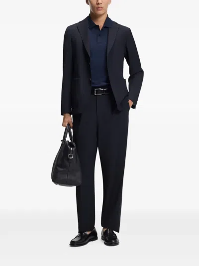 Hugo Boss Washable Slim-fit Jacket In A Wool Blend In Blue