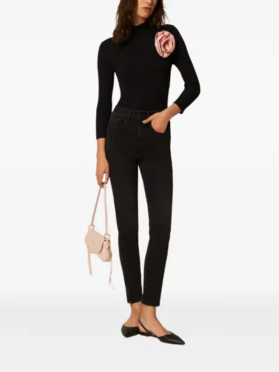 Twinset Zip Jeans In Black