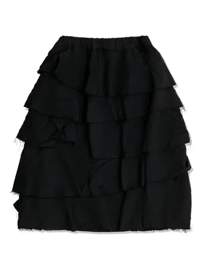 Black Comme Des Garçons Ruffled Tiered Mini Skirt In Black