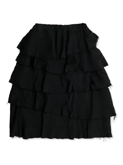 Black Comme Des Garçons Ruffled Tiered Mini Skirt In Black