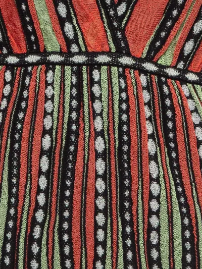 Pre-owned Missoni Knit Patterned Midi Dress In Orange