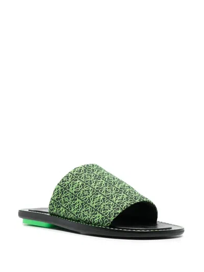 Loewe Jacquard-logo Flat Sandals In Multi
