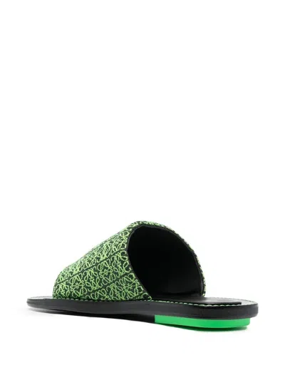 Loewe Jacquard-logo Flat Sandals In Multi