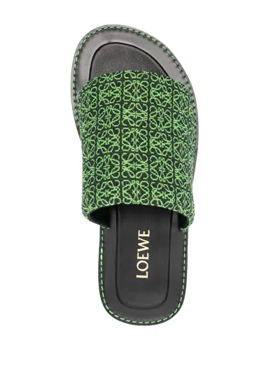 Loewe Jacquard-logo Flat Sandals In Multi