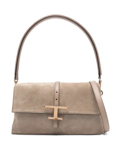 Tod's Mini T Timeless Flap Shoulder Bag In Brown