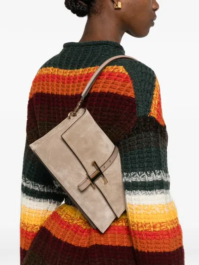 Tod's Mini T Timeless Flap Shoulder Bag In Brown