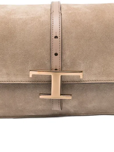 Tod's Mini T Timeless Flap Shoulder Bag In Brown