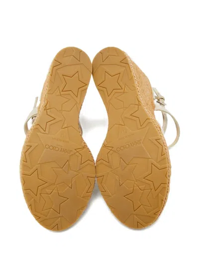 Pre-owned Jimmy Choo Alanah Cork Wedge Sandals In Neutral