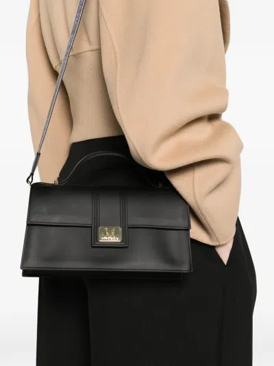 Marc Ellis Logo-strap Satchel Bag In Black