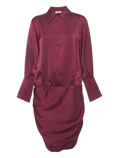 Pre-owned Attico Ruched Satin Minidress In Purple