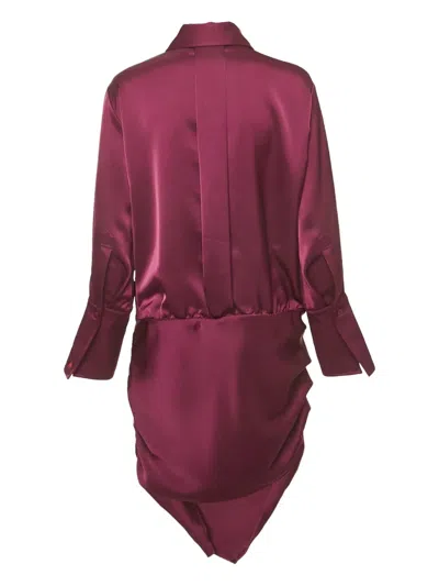 Pre-owned Attico Ruched Satin Minidress In Purple