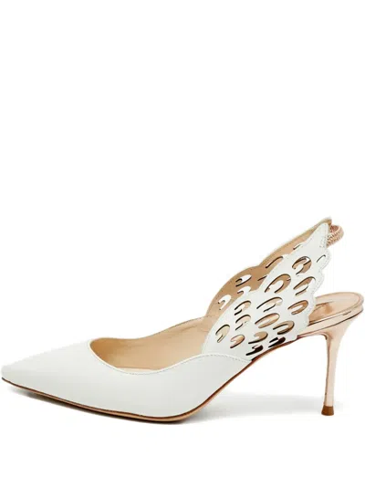 Pre-owned Sophia Webster Angelo Cut-out Leather Pumps In White