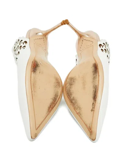 Pre-owned Sophia Webster Angelo Cut-out Leather Pumps In White