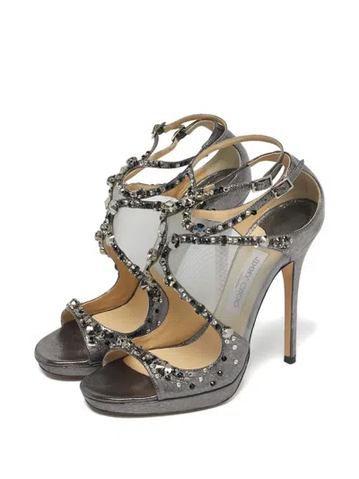 Pre-owned Jimmy Choo Karima Embellished Sandals In White
