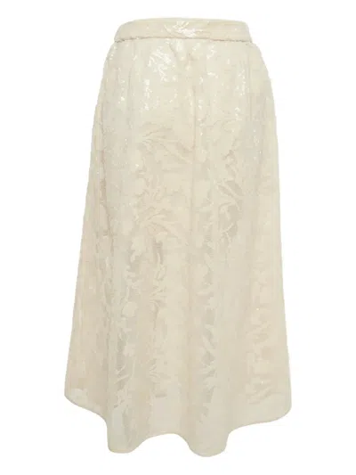 Pre-owned Maje Sequin Midi Skirt In Neutral