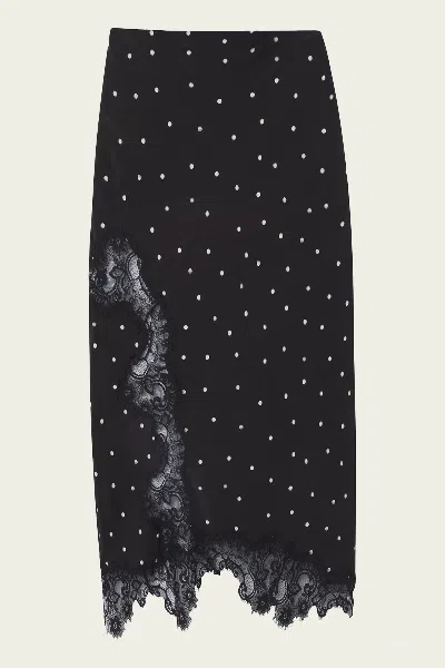 A.l.c Olivia Polka Dot Crepe And Lace Midi Skirt In Black Cream In Multi