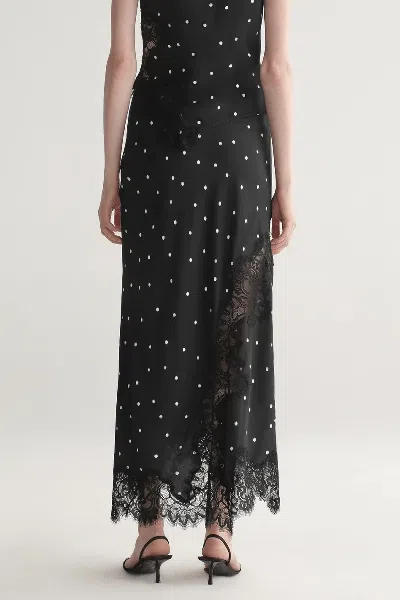 A.l.c Olivia Polka Dot Crepe And Lace Midi Skirt In Black Cream In Multi
