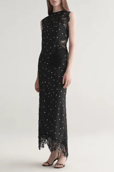 A.l.c Olivia Polka Dot Crepe And Lace Midi Skirt In Black Cream In Multi