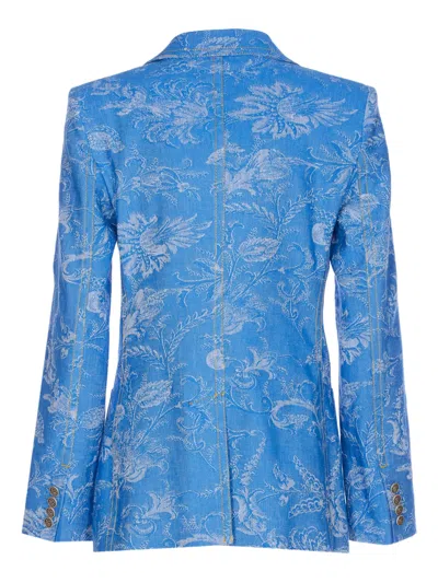 Etro Buttoned Blazer In Blue