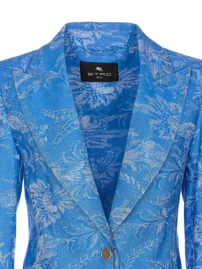 Etro Buttoned Blazer In Blue