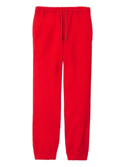 Burberry Equestrian Knight Embroidered Cotton Trousers In Red
