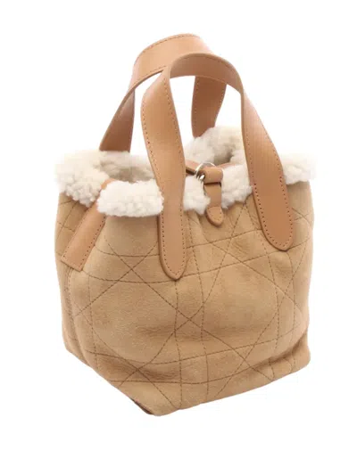 Pre-owned Dior 2025 Nano Suede Macrocannage Alps Toujours Satchel In Brown