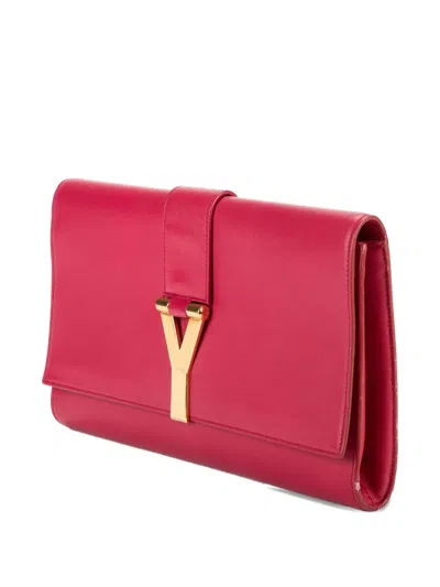 Pre-owned Saint Laurent Classic Y Line Clutch Bag In Pink