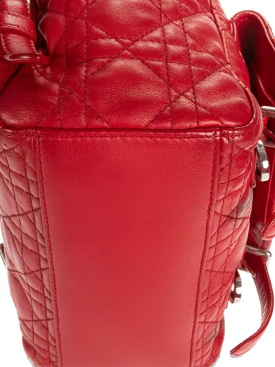 Pre-owned Dior Small Stardust Leather Backpack In Red