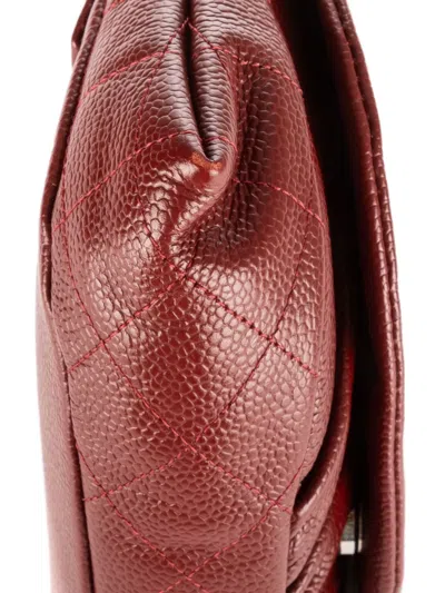 Pre-owned Chanel Cc Caviar Half Moon Flap Shoulder Bag In Red