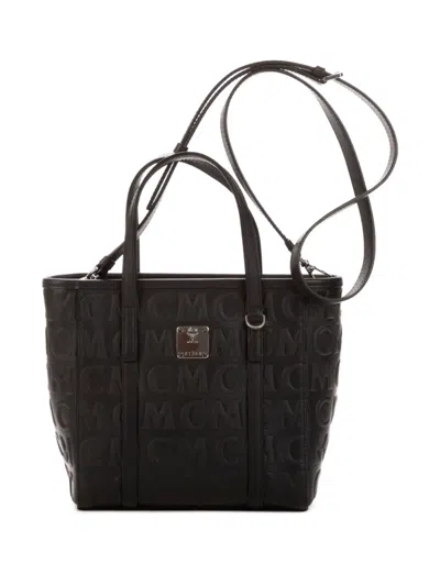 Pre-owned Mcm Logo-embossed Tote Bag In Black