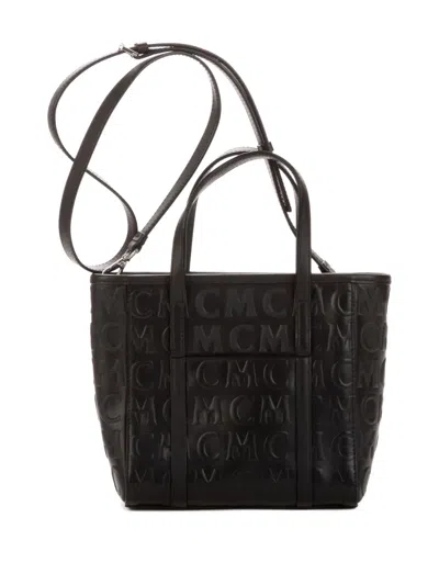 Pre-owned Mcm Logo-embossed Tote Bag In Black