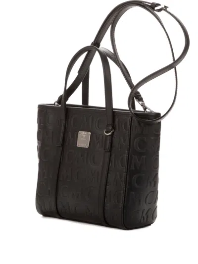 Pre-owned Mcm Logo-embossed Tote Bag In Black