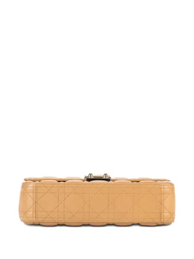 Pre-owned Dior Cannage-quilting Chain Shoulder Bag In Neutral