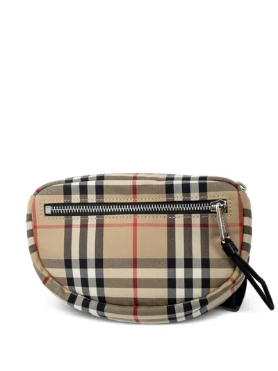 Pre-owned Burberry Check-pattern Belt Bag In Brown