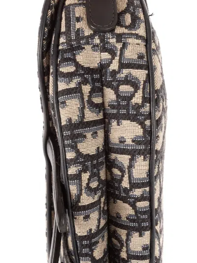 Pre-owned Dior Oblique-canvas Saddle Bag In Neutral