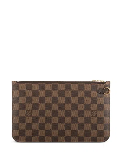 Pre-owned Louis Vuitton 2000s Damier Azur Zip Pouch In Brown