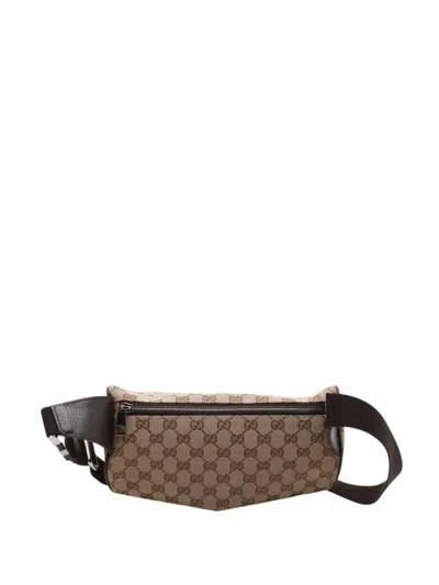 Pre-owned Gucci 2016-2025 Gg Canvas Waist Pouch Belt Bag In Brown