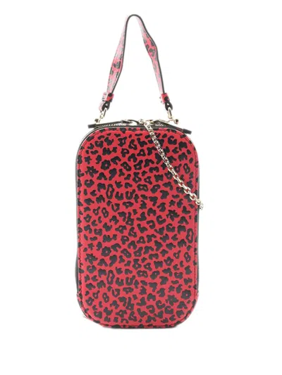 Pre-owned Dior 2010-2025 Animal Printed Leather Lady  Call In Phone Holder Satchel In Pink