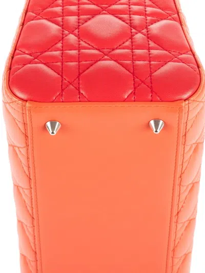 Pre-owned Dior Quilted Top-handles Tote Bag In Orange